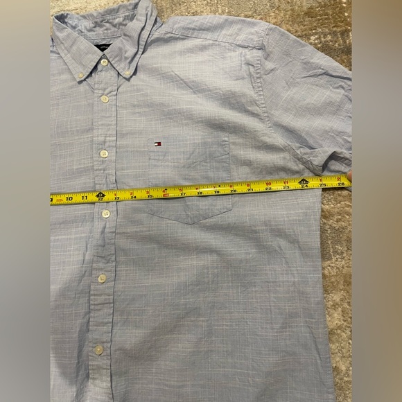 Tommy Hilfiger Blue Short Sleeve Button Down Shirt Lightweight Cotton Size XL - Picture 3 of 7
